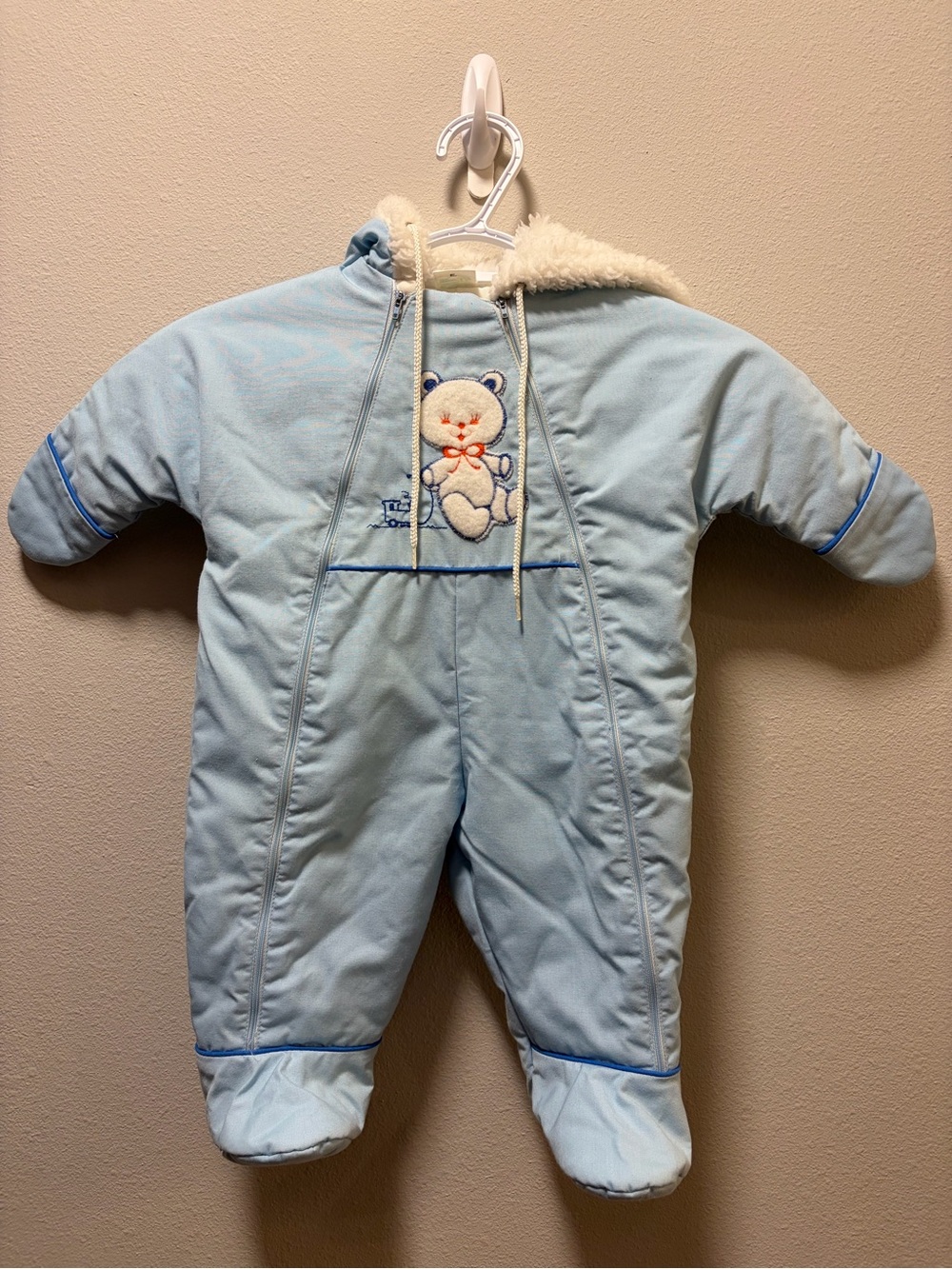 Vintage 80s JCPenney Toddletime Blue Teddy Bear Snowsuit - 6M (14-18 lbs)